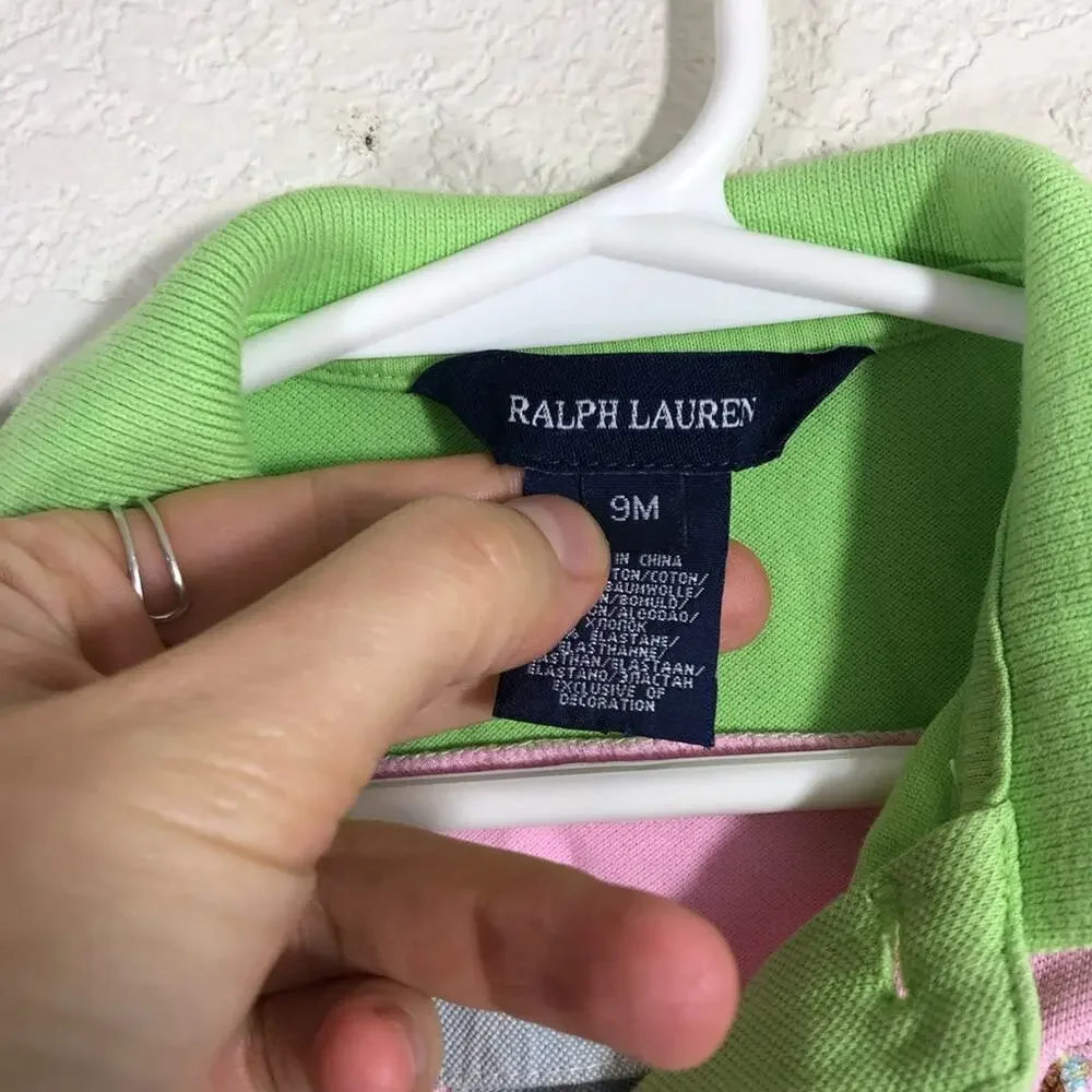 Ralph Lauren pink and green striped polo dress